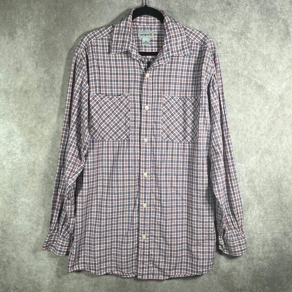 Carhartt Work Shirt Mens Medium Red Plaid Button Up Long Sleeve Outdoor Casual - Picture 1 of 9